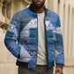 African American Quilt Inspired Bomber Puffer Jacket Wild Animal Skin African Blue Tribal Elements