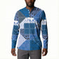 African American Quilt Inspired Button Sweatshirt Wild Animal Skin African Blue Tribal Elements