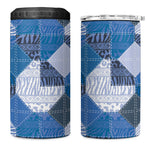 African American Quilt Inspired 4 in 1 Can Cooler Tumbler Wild Animal Skin African Blue Tribal Elements