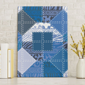 African American Quilt Inspired Canvas Wall Art Wild Animal Skin African Blue Tribal Elements
