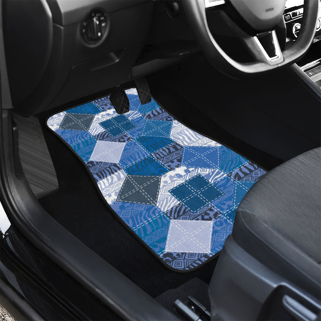 African American Quilt Inspired Car Mats Wild Animal Skin African Blue Tribal Elements