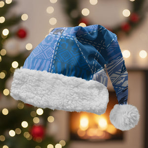 African American Quilt Inspired Christmas Santa Hat Wild Animal Skin African Blue Tribal Elements