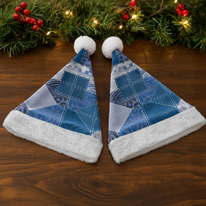 African American Quilt Inspired Christmas Santa Hat Wild Animal Skin African Blue Tribal Elements