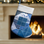 African American Quilt Inspired Christmas Stocking Wild Animal Skin African Blue Tribal Elements