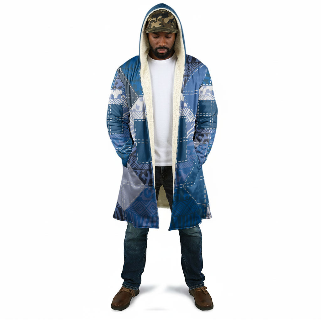 African American Quilt Inspired Cloak Wild Animal Skin African Blue Tribal Elements