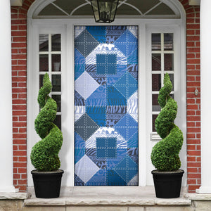 African American Quilt Inspired Door Cover Wild Animal Skin African Blue Tribal Elements