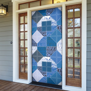 African American Quilt Inspired Door Cover Wild Animal Skin African Blue Tribal Elements