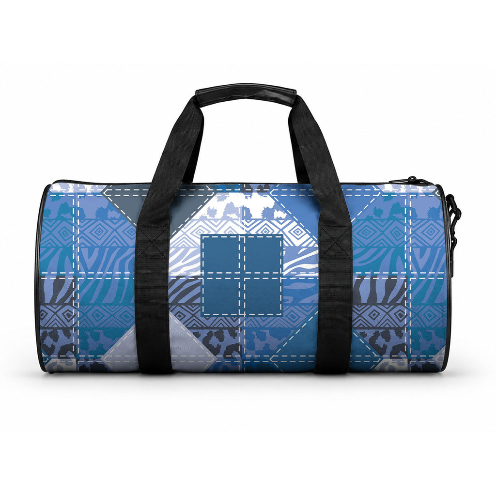 African American Quilt Inspired Duffle Bag Wild Animal Skin African Blue Tribal Elements