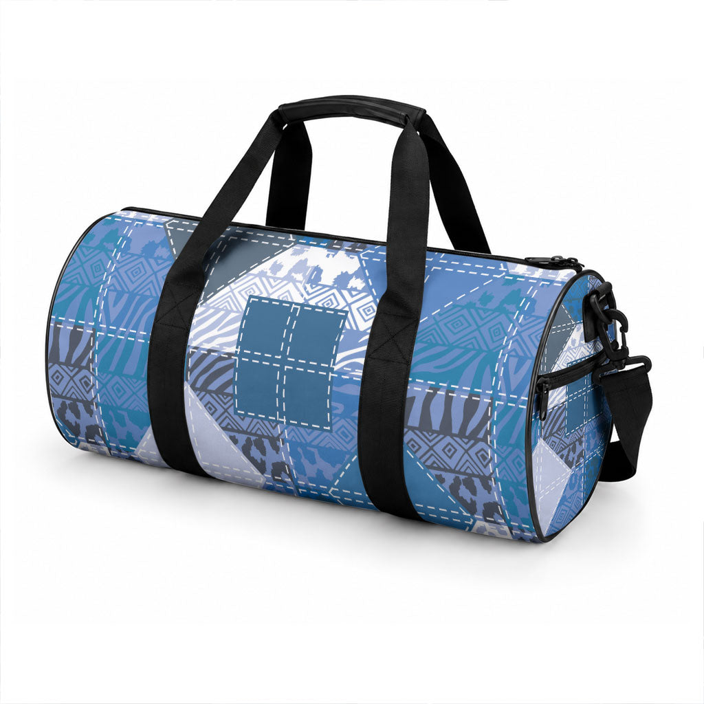 African American Quilt Inspired Duffle Bag Wild Animal Skin African Blue Tribal Elements