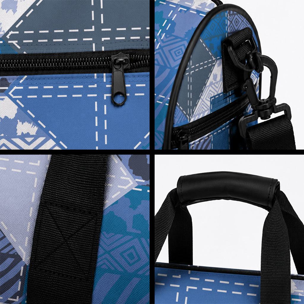 African American Quilt Inspired Duffle Bag Wild Animal Skin African Blue Tribal Elements