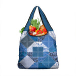 African American Quilt Inspired Grocery Bag Wild Animal Skin African Blue Tribal Elements
