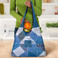 African American Quilt Inspired Grocery Bag Wild Animal Skin African Blue Tribal Elements