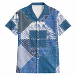 African American Quilt Inspired Hawaiian Shirt Wild Animal Skin African Blue Tribal Elements