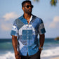African American Quilt Inspired Hawaiian Shirt Wild Animal Skin African Blue Tribal Elements