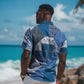 African American Quilt Inspired Hawaiian Shirt Wild Animal Skin African Blue Tribal Elements
