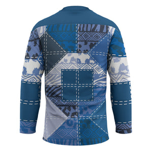 African American Quilt Inspired Hockey Jersey Wild Animal Skin African Blue Tribal Elements