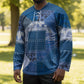 African American Quilt Inspired Hockey Jersey Wild Animal Skin African Blue Tribal Elements