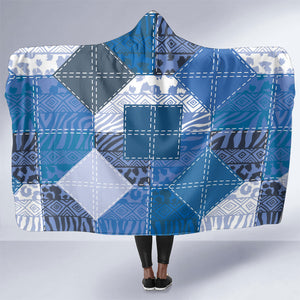 African American Quilt Inspired Hooded Blanket Wild Animal Skin African Blue Tribal Elements