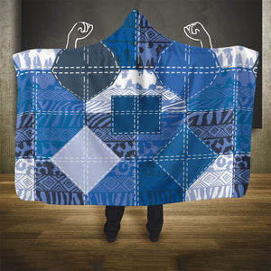 African American Quilt Inspired Hooded Blanket Wild Animal Skin African Blue Tribal Elements