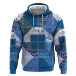 African American Quilt Inspired Hoodie Wild Animal Skin African Blue Tribal Elements