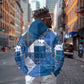 African American Quilt Inspired Hoodie Wild Animal Skin African Blue Tribal Elements