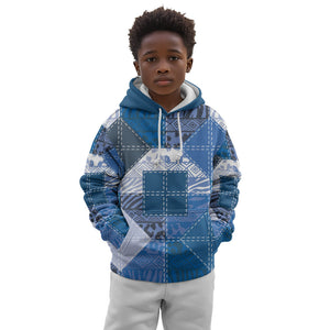 African American Quilt Inspired Kid Hoodie Wild Animal Skin African Blue Tribal Elements