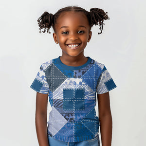 African American Quilt Inspired Kid T shirt Wild Animal Skin African Blue Tribal Elements