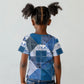 African American Quilt Inspired Kid T shirt Wild Animal Skin African Blue Tribal Elements