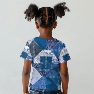 African American Quilt Inspired Kid T shirt Wild Animal Skin African Blue Tribal Elements