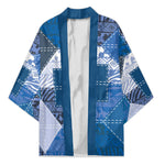 African American Quilt Inspired Kimono Wild Animal Skin African Blue Tribal Elements
