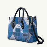 African American Quilt Inspired Leather Bag Wild Animal Skin African Blue Tribal Elements