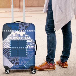African American Quilt Inspired Luggage Cover Wild Animal Skin African Blue Tribal Elements