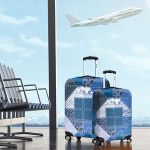 African American Quilt Inspired Luggage Cover Wild Animal Skin African Blue Tribal Elements