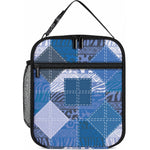 African American Quilt Inspired Lunch Bag Wild Animal Skin African Blue Tribal Elements