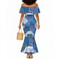 African American Quilt Inspired Mermaid Dress Wild Animal Skin African Blue Tribal Elements