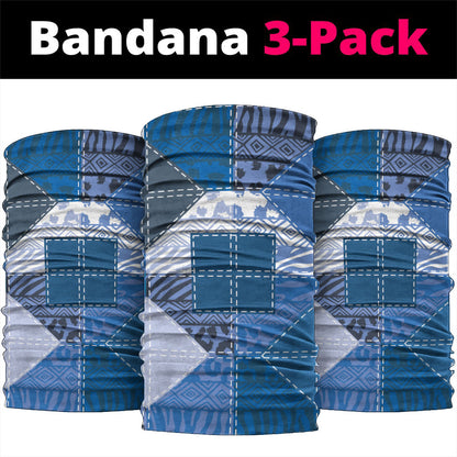 African American Quilt Inspired Neck Gaiter Wild Animal Skin African Blue Tribal Elements