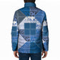 African American Quilt Inspired Padded Jacket Wild Animal Skin African Blue Tribal Elements