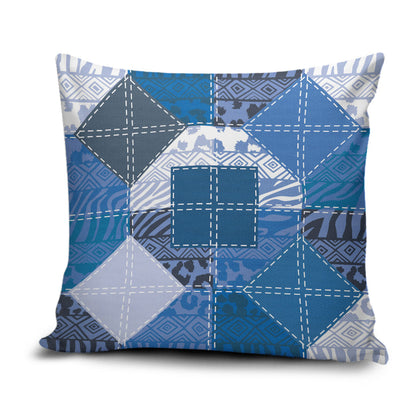 African American Quilt Inspired Pillow Cover Wild Animal Skin African Blue Tribal Elements