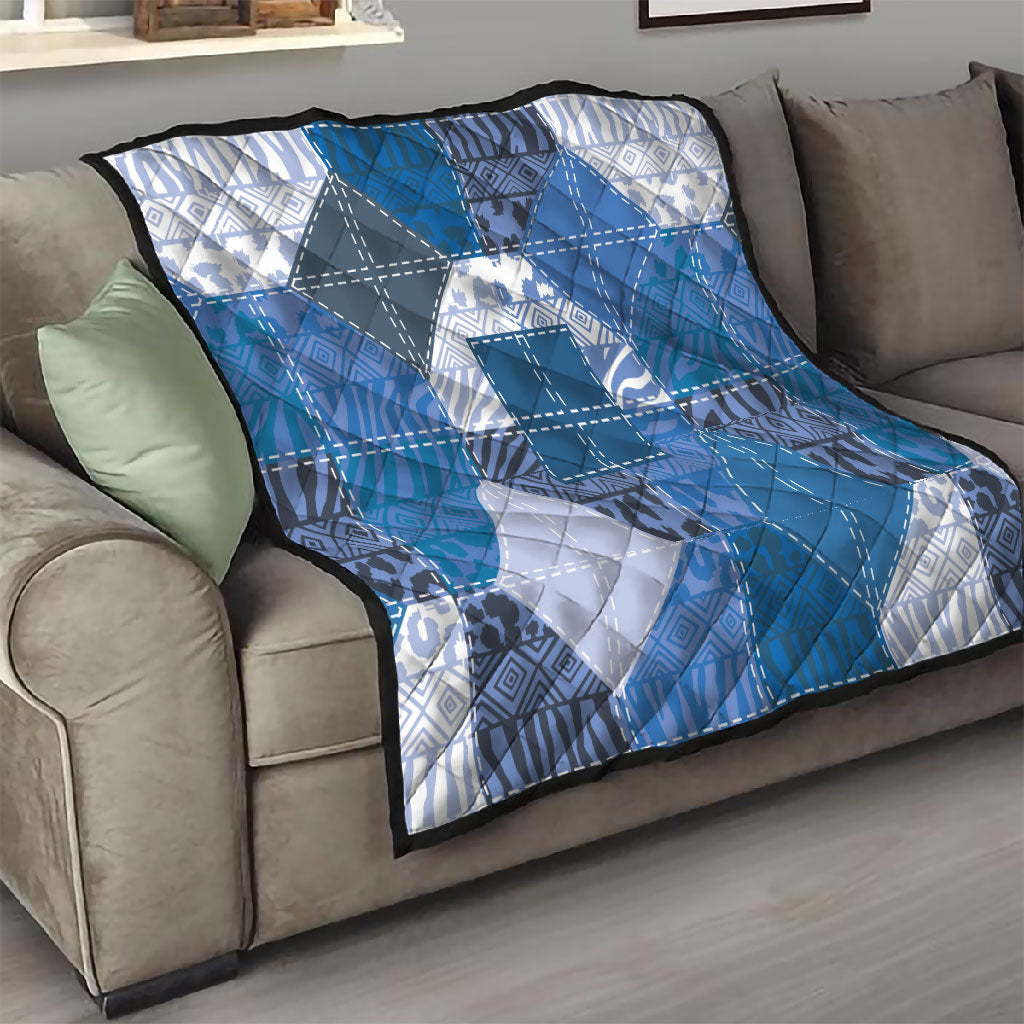 African American Quilt Inspired Quilt Wild Animal Skin African Blue Tribal Elements