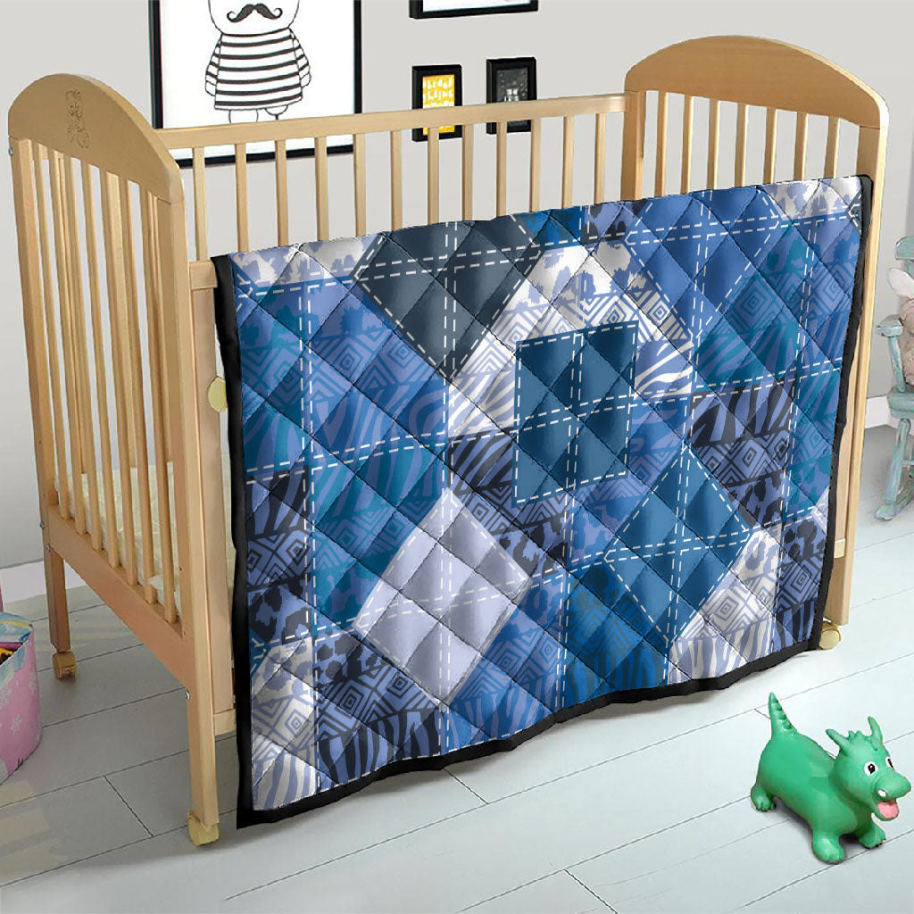 African American Quilt Inspired Quilt Wild Animal Skin African Blue Tribal Elements