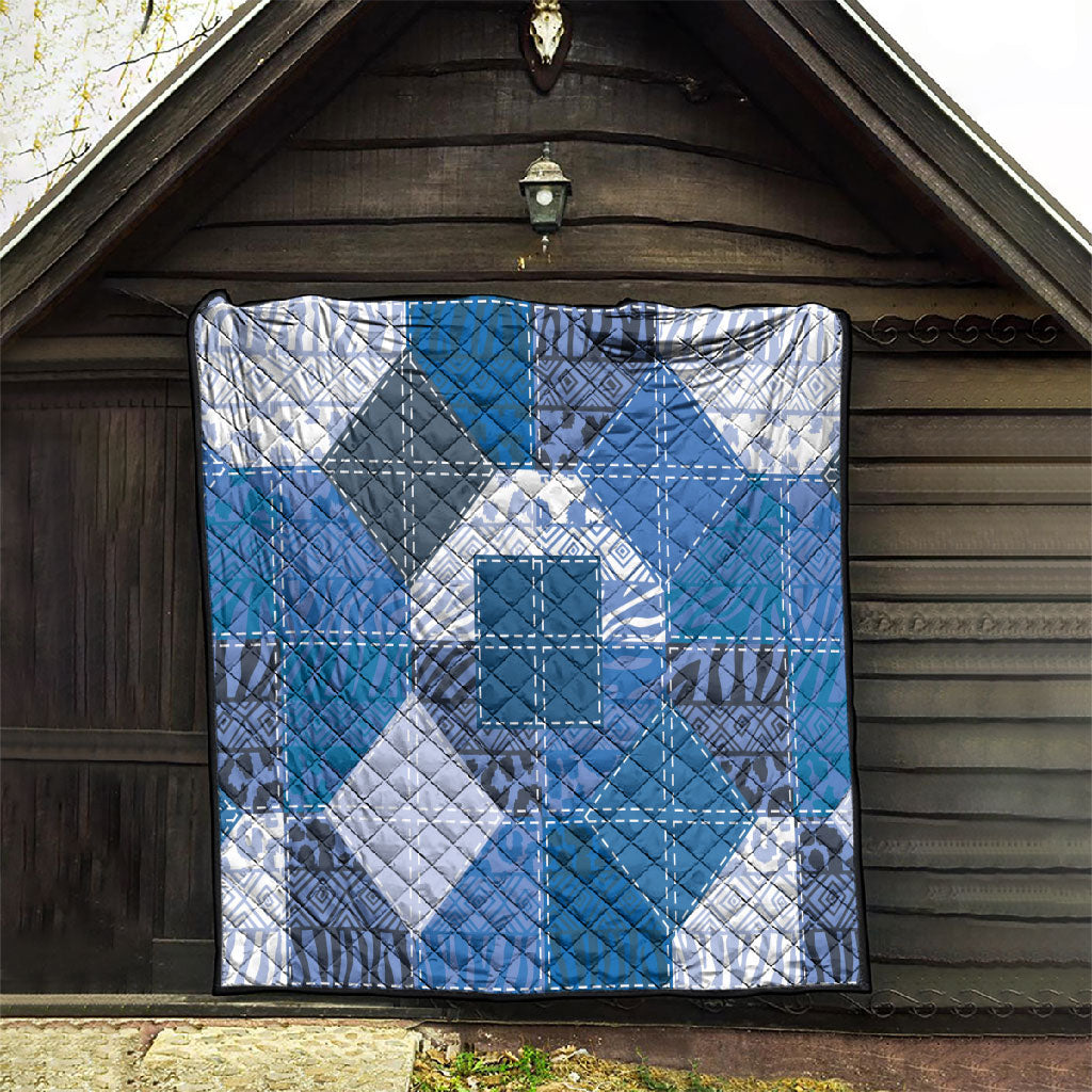 African American Quilt Inspired Quilt Wild Animal Skin African Blue Tribal Elements