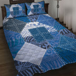 African American Quilt Inspired Quilt Bed Set Wild Animal Skin African Blue Tribal Elements