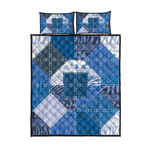 African American Quilt Inspired Quilt Bed Set Wild Animal Skin African Blue Tribal Elements