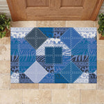 African American Quilt Inspired Rubber Doormat Wild Animal Skin African Blue Tribal Elements