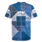 African American Quilt Inspired Rugby Jersey Wild Animal Skin African Blue Tribal Elements
