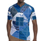 African American Quilt Inspired Rugby Jersey Wild Animal Skin African Blue Tribal Elements