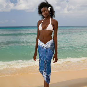 African American Quilt Inspired Sarong Wild Animal Skin African Blue Tribal Elements