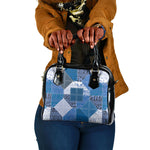 African American Quilt Inspired Shoulder Handbag Wild Animal Skin African Blue Tribal Elements