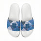 African American Quilt Inspired Slide Sandals Wild Animal Skin African Blue Tribal Elements