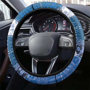 African American Quilt Inspired Steering Wheel Cover Wild Animal Skin African Blue Tribal Elements